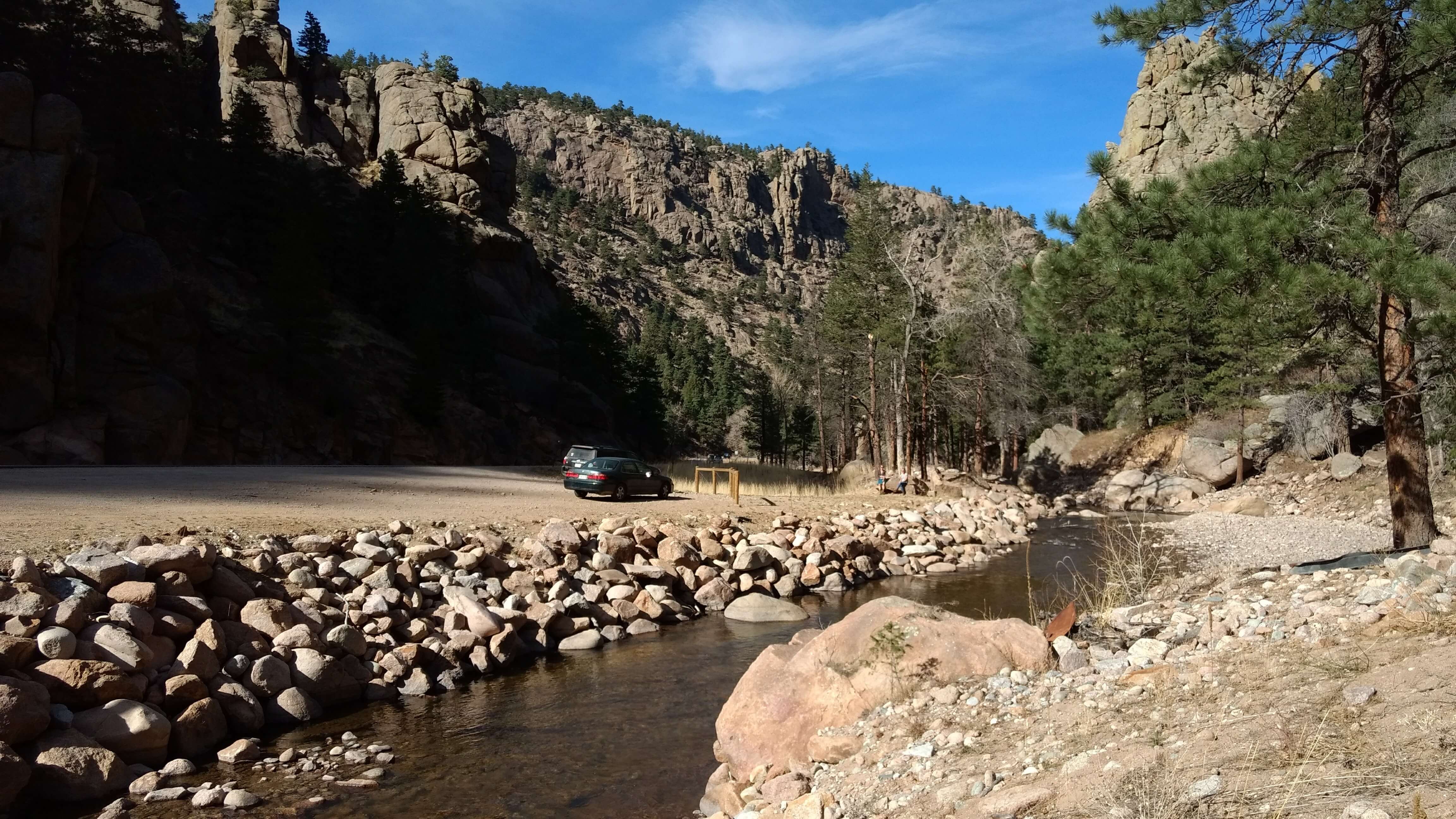 Peaceful river flowing through Wisconsin forest